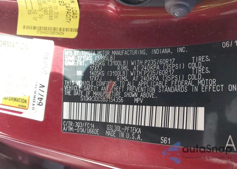 2011 Toyota Sienna z USA, uszkodzony, nr VIN 5TDKK3DC5BS154356